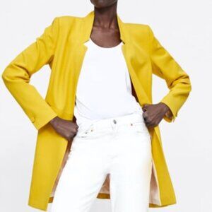 Zara Women’s Mid-length Yellow Blazer - Size L